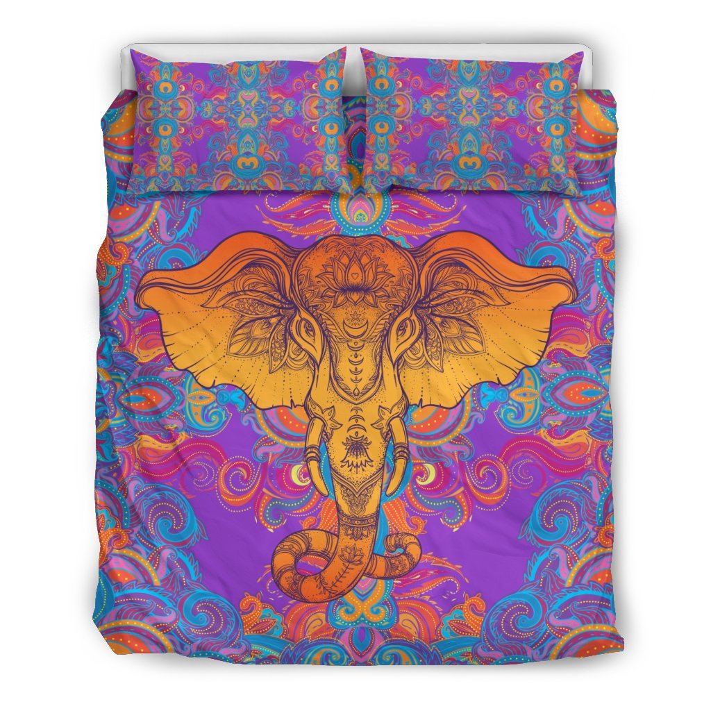 Gold Elephant Indian Duvet Cover Bedding Set