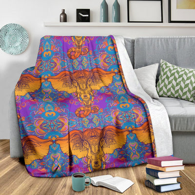 Gold Elephant Indian Fleece Blanket