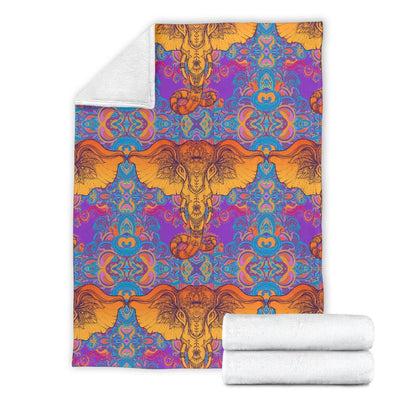 Gold Elephant Indian Fleece Blanket