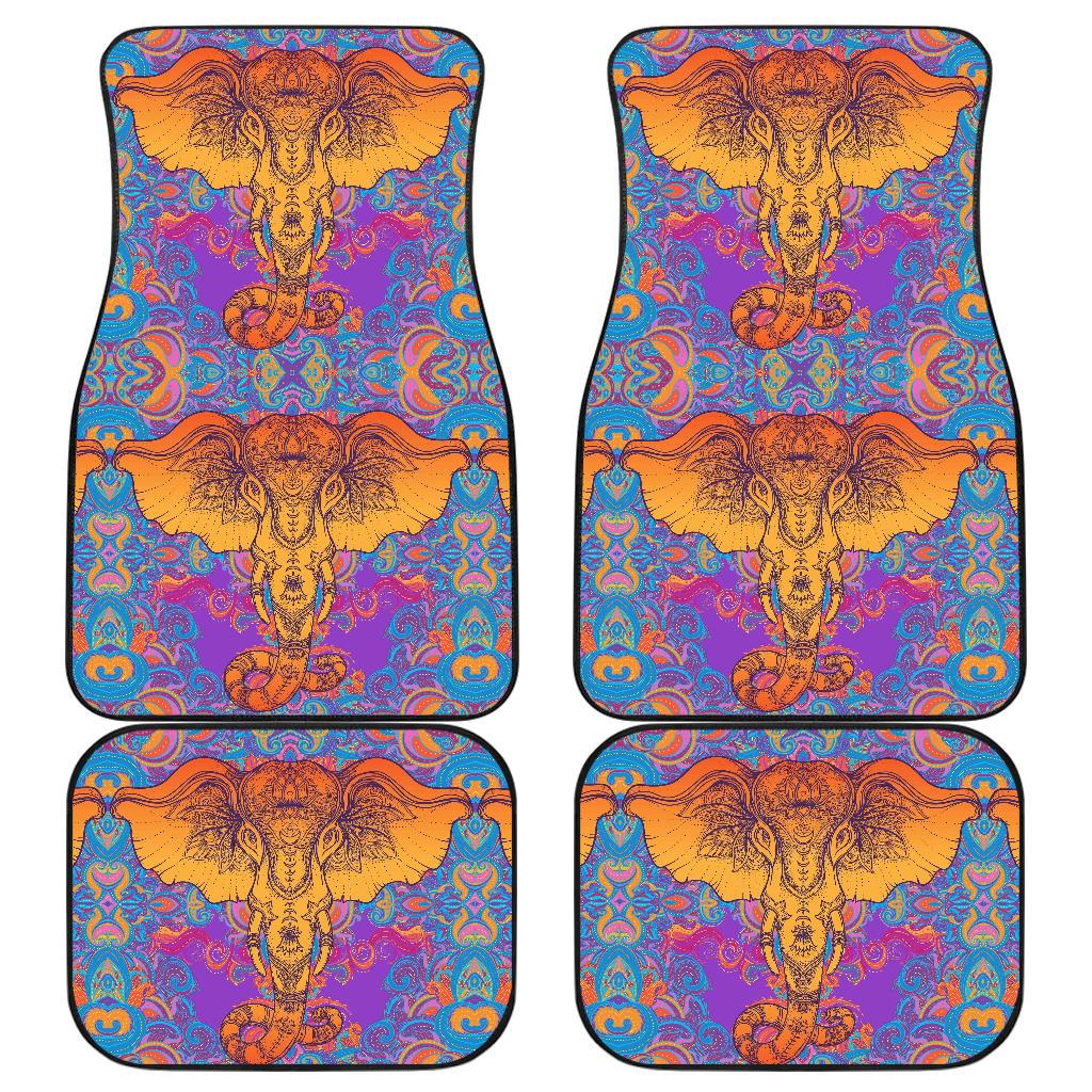 Gold Elephant Indian Front and Back Car Floor Mats