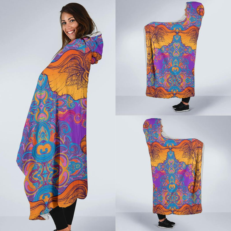 Gold Elephant Indian Hooded Blanket-JORJUNE.COM