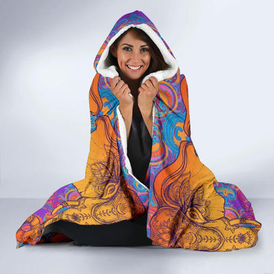 Gold Elephant Indian Hooded Blanket-JORJUNE.COM