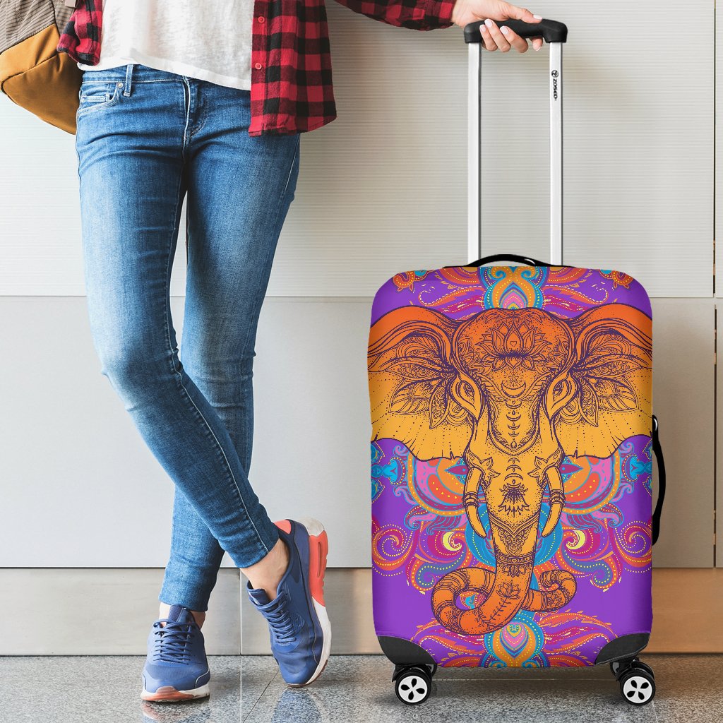 Gold Elephant Indian Luggage Cover Protector