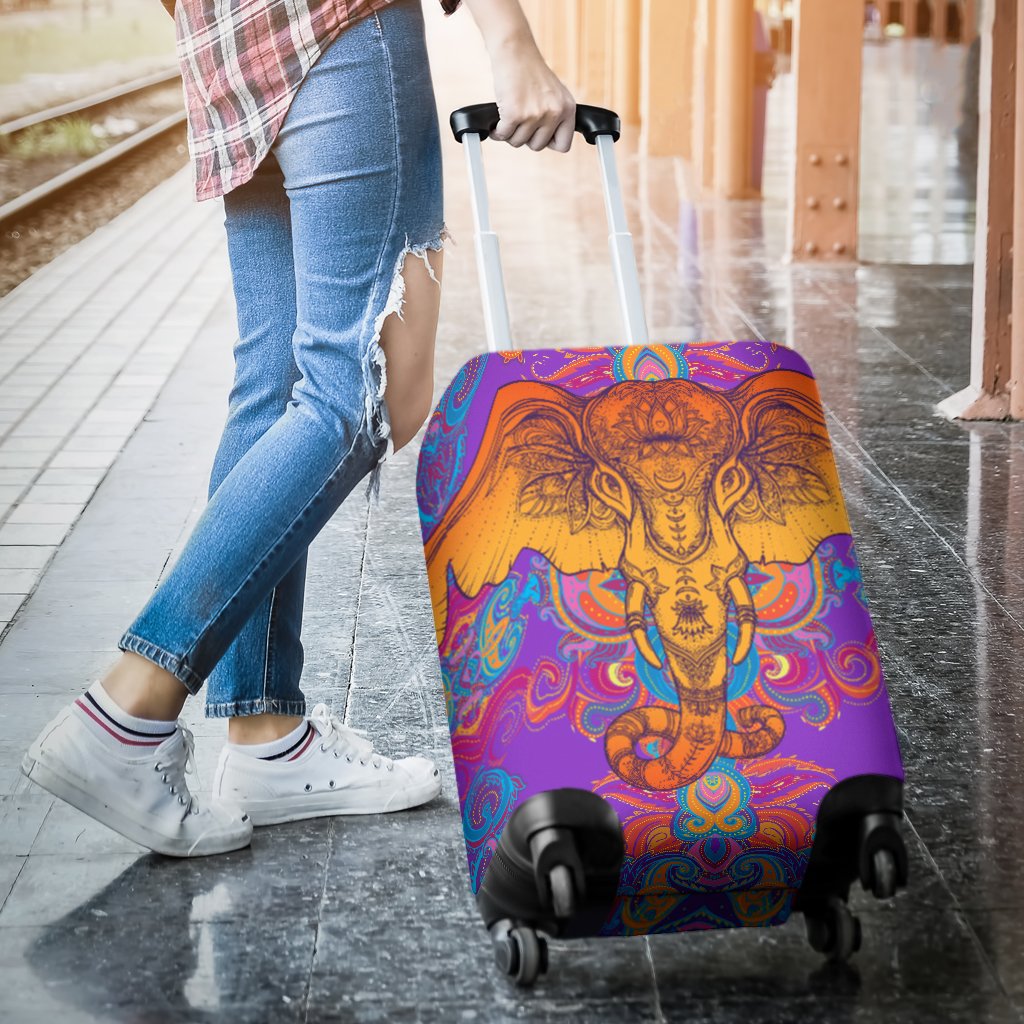 Gold Elephant Indian Luggage Cover Protector