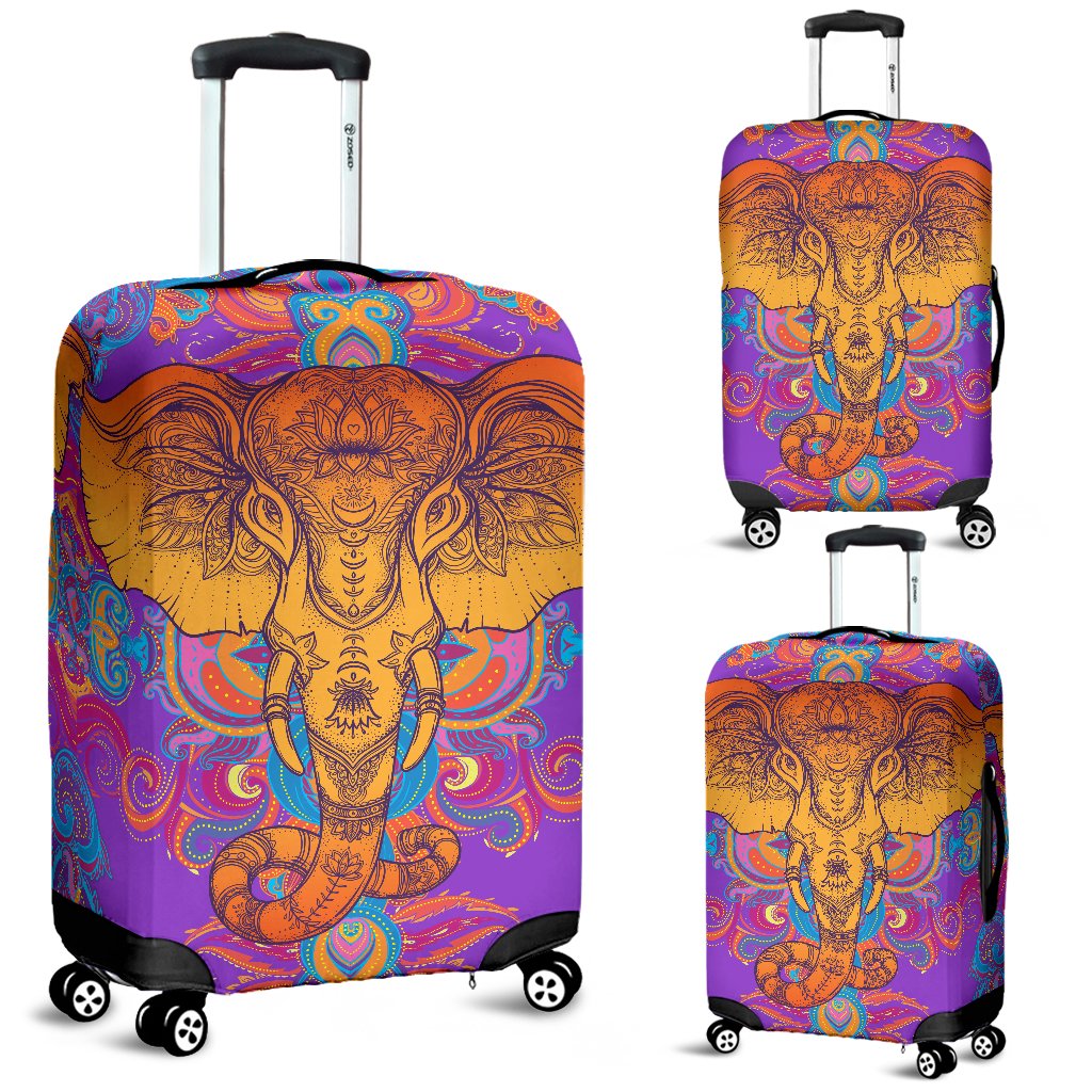 Gold Elephant Indian Luggage Cover Protector