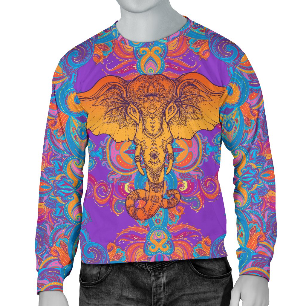 Gold Elephant Indian Men Crewneck Sweatshirt