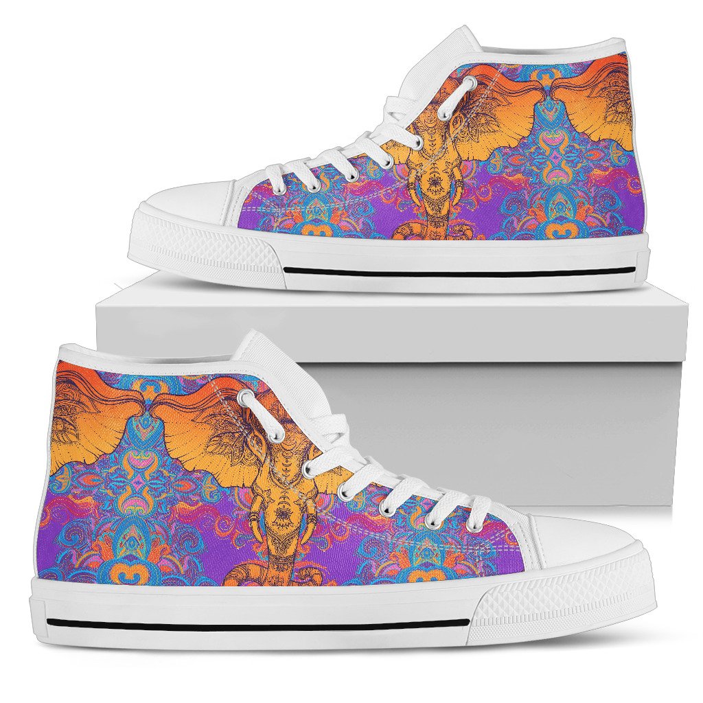 Gold Elephant Indian Men High Top Shoes