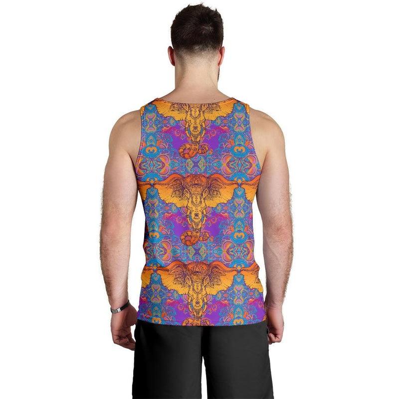 Gold Elephant Indian Men Tank Top