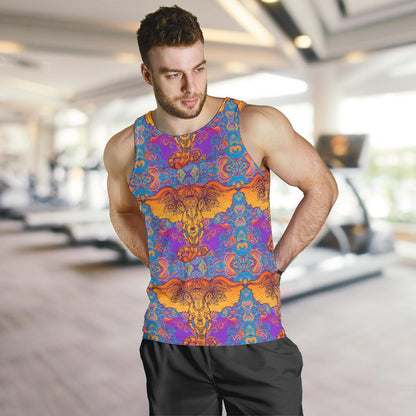 Gold Elephant Indian Men Tank Top
