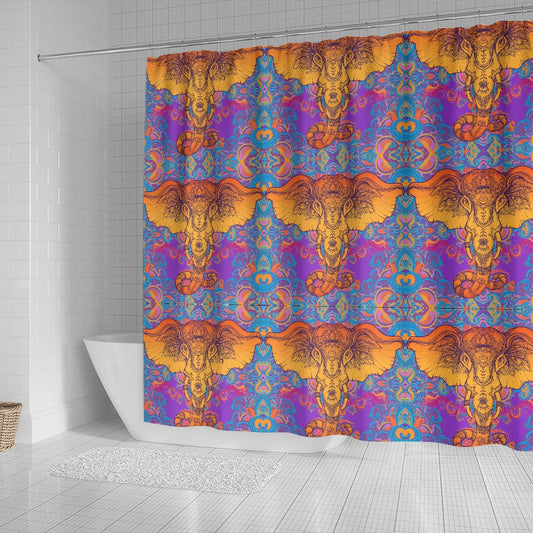 Gold Elephant Indian Shower Curtain