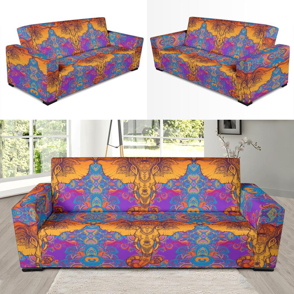 Gold Elephant Indian Sofa Slipcover-JORJUNE.COM