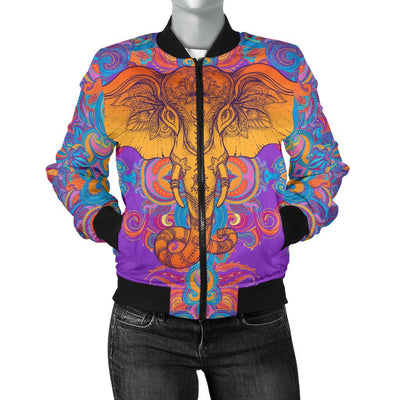 Gold Elephant Indian Women Casual Bomber Jacket