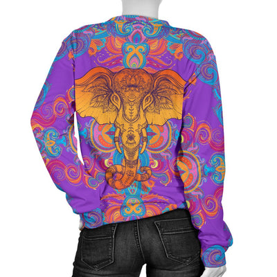 Gold Elephant Indian Women Crewneck Sweatshirt