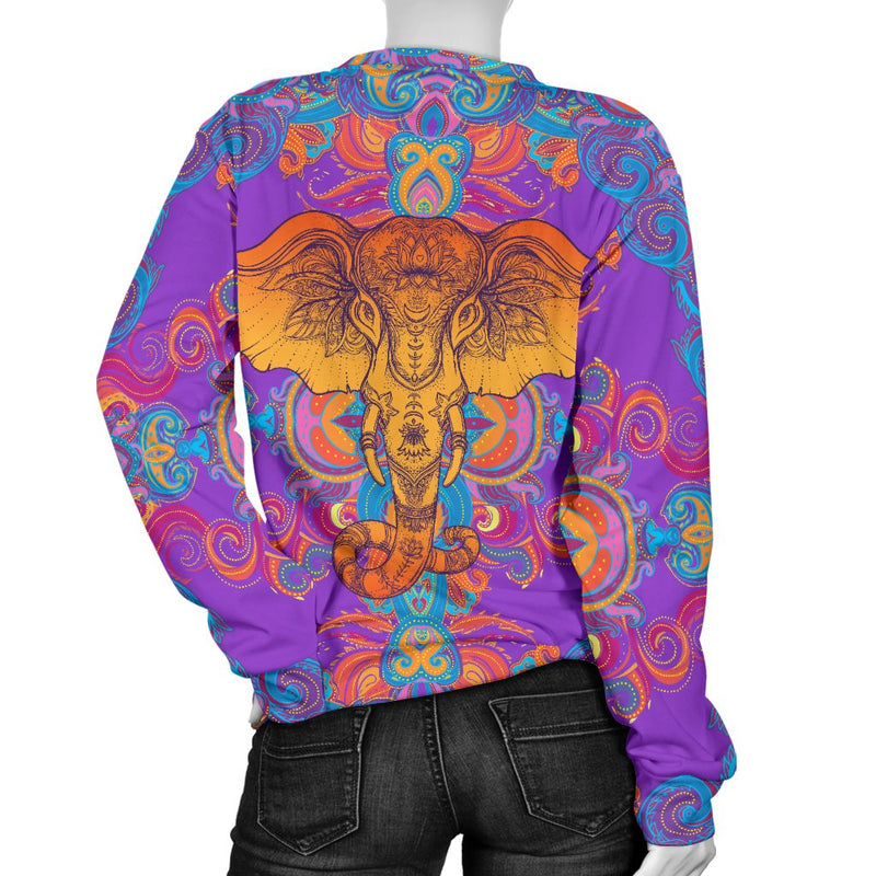 Gold Elephant Indian Women Crewneck Sweatshirt