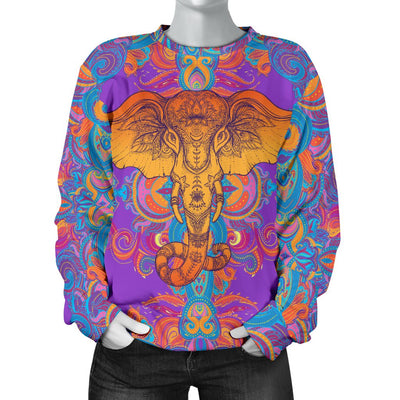 Gold Elephant Indian Women Crewneck Sweatshirt