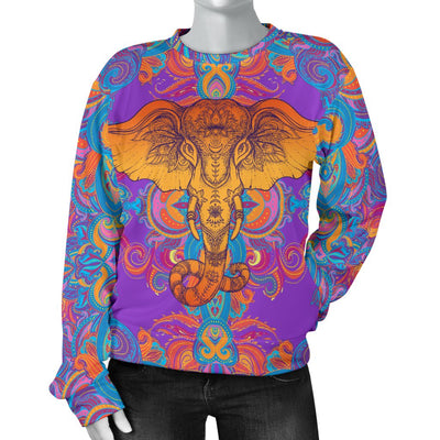 Gold Elephant Indian Women Crewneck Sweatshirt