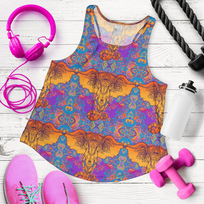 Gold Elephant Indian Women Racerback Tank Top
