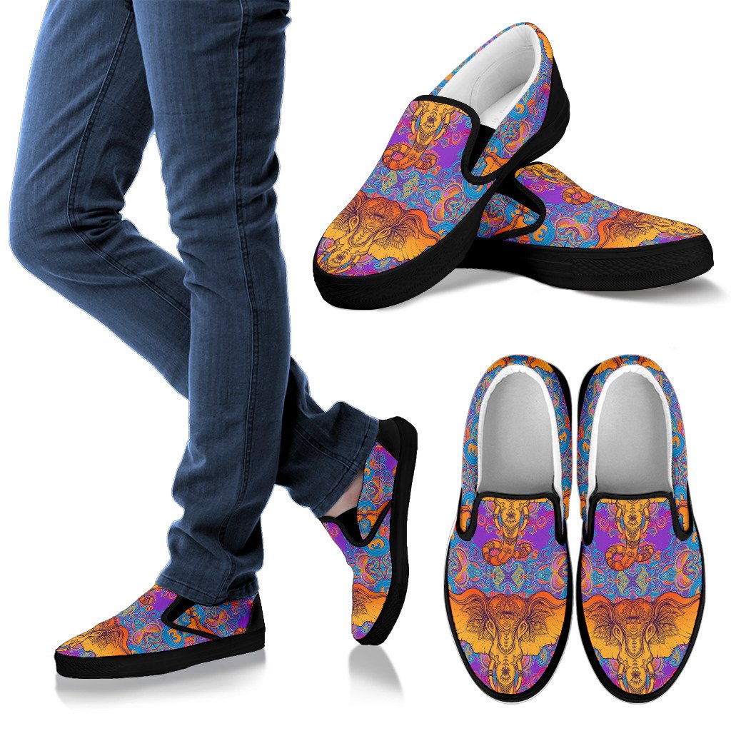Gold Elephant Indian Women Slip On Shoes
