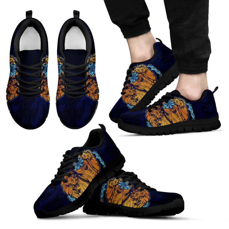 Gold Elephant Lotus Men Sneakers