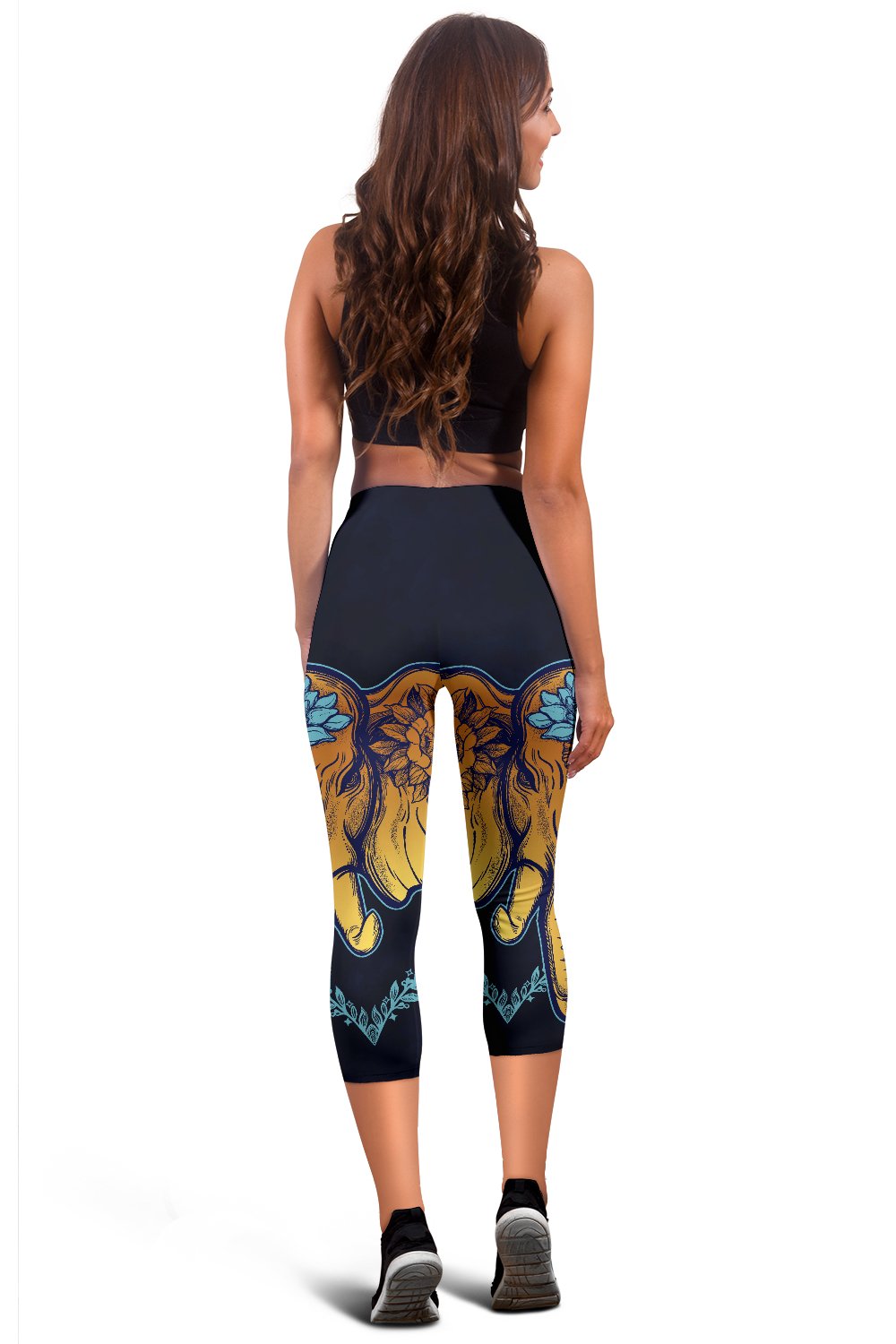 Gold Elephant Lotus Women Capris