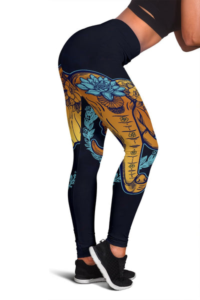 Gold Elephant Lotus Women Leggings