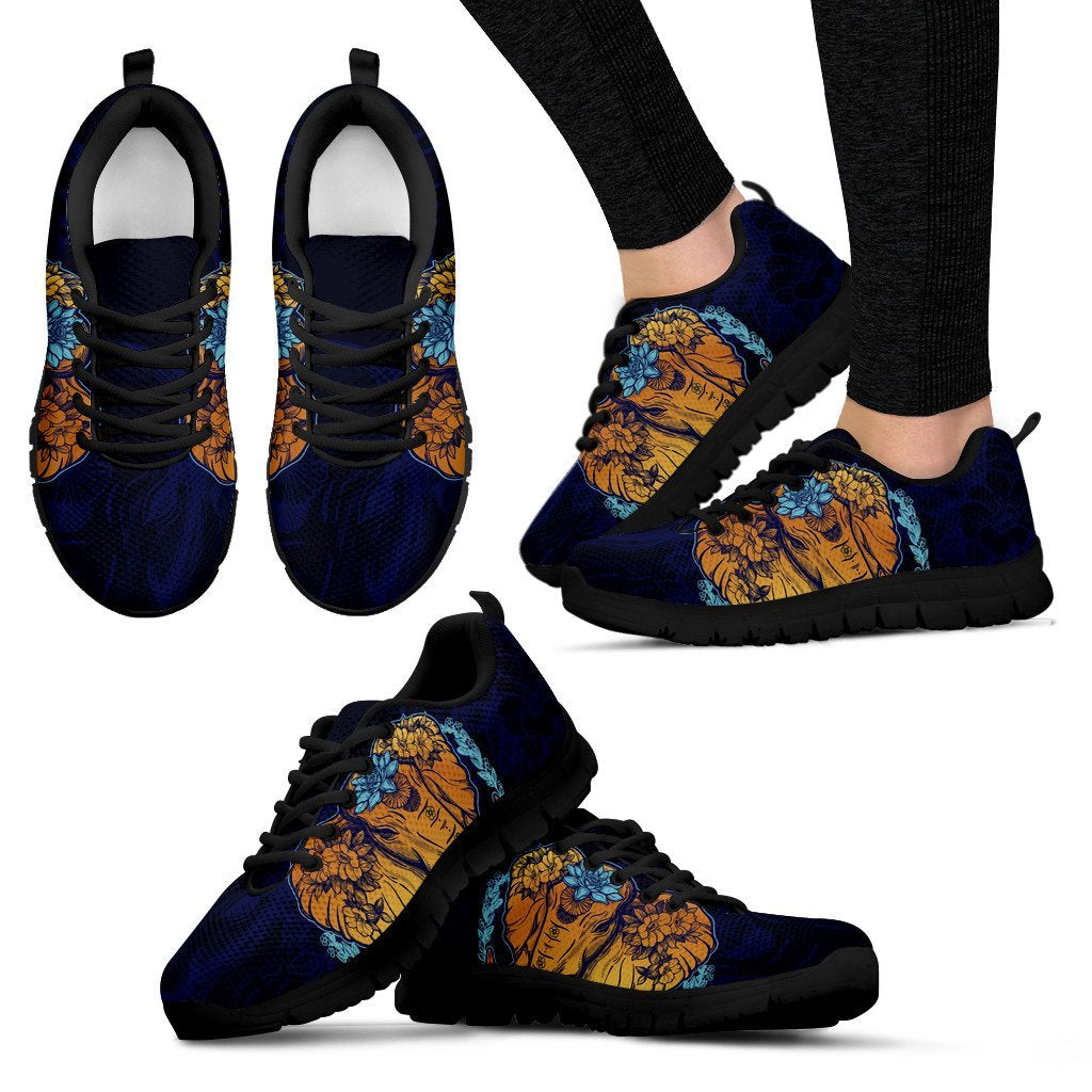 Gold Elephant Lotus Women Sneakers
