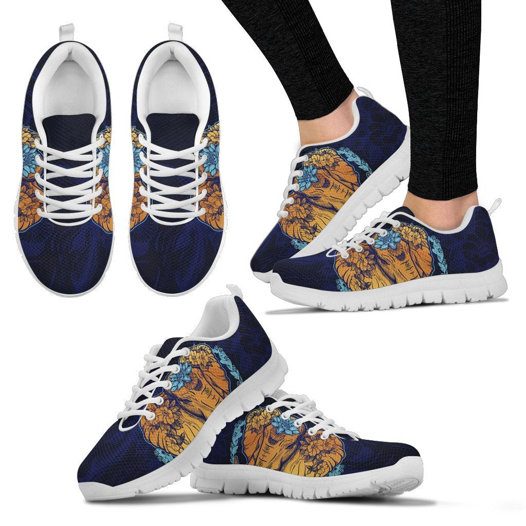 Gold Elephant Lotus Women Sneakers