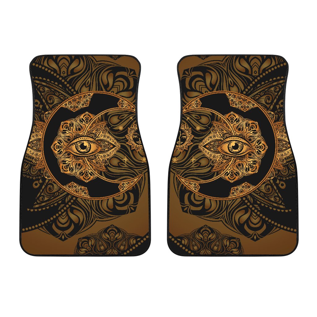 Gold Eye Sun Moon Mandala Car Floor Mats