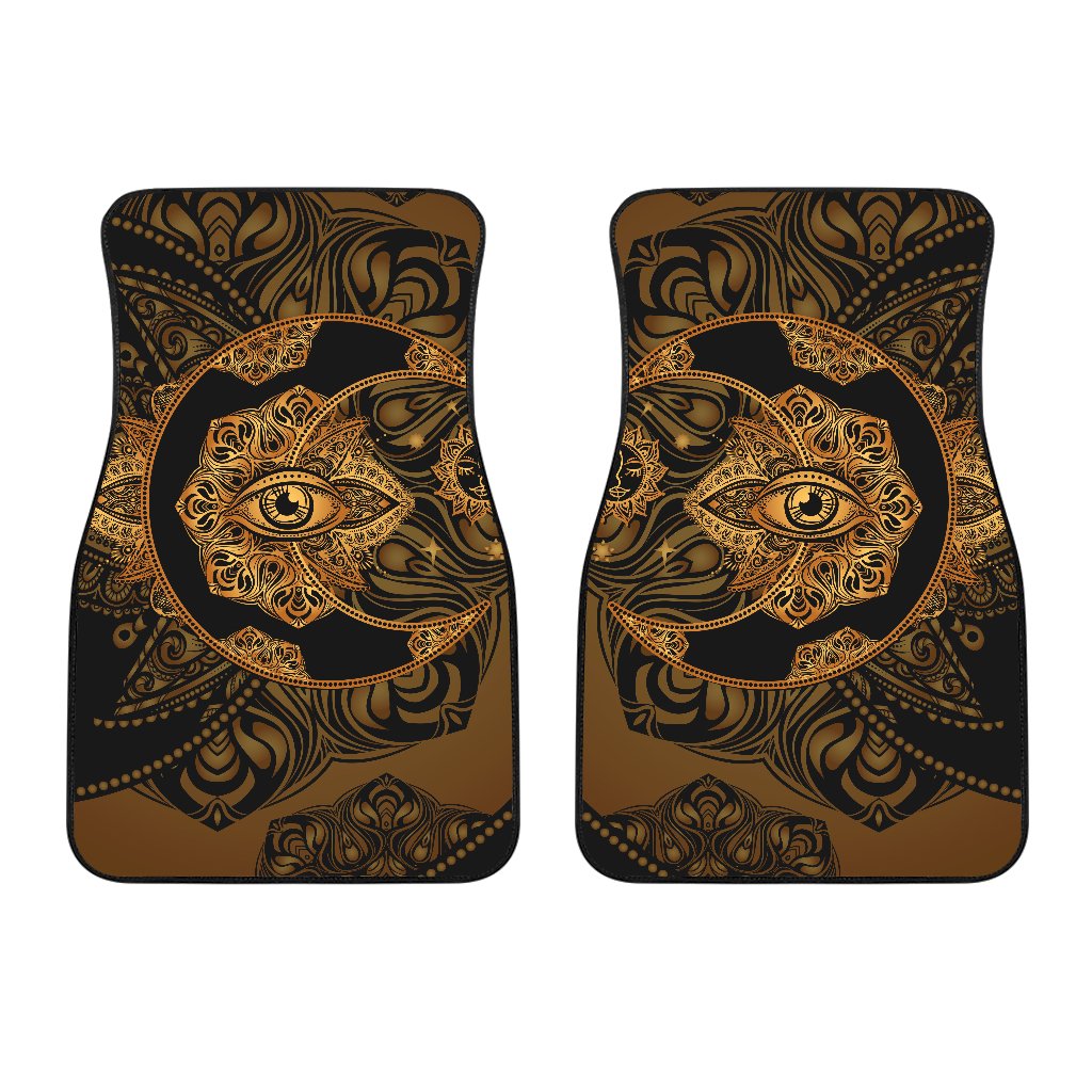 Gold Eye Sun Moon Mandala Car Floor Mats