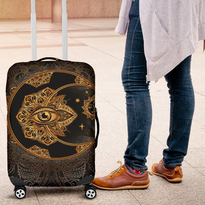 Gold Eye Sun Moon Mandala Luggage Cover Protector