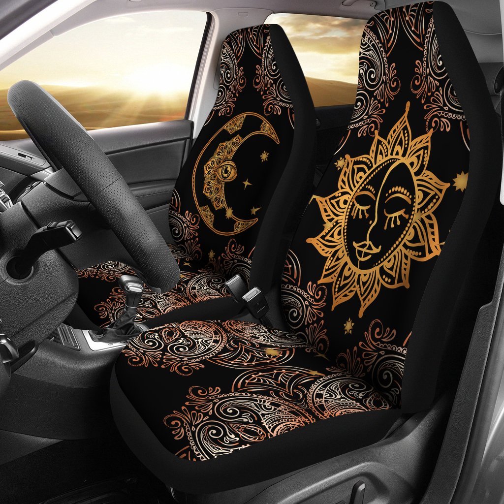 Gold Eye Sun Moon Mandala Universal Fit Car Seat Covers