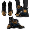 Gold Eye Sun Moon Mandala Women & Men Leather Boots