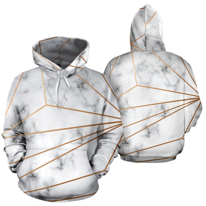 Gold Geometric Line Marble All Over Print Hoodie