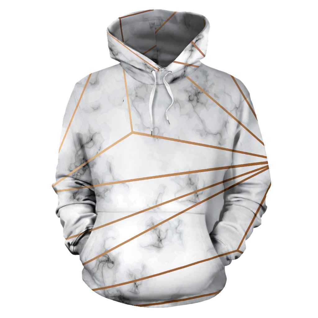 Gold Geometric Line Marble All Over Print Hoodie