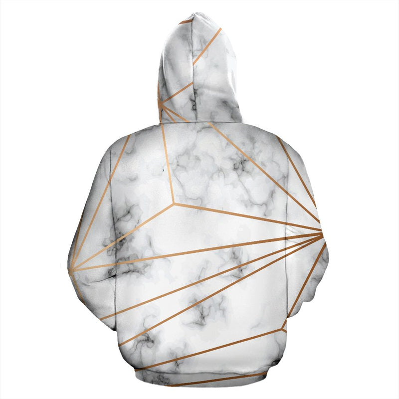 Gold Geometric Line Marble All Over Zip Up Hoodie