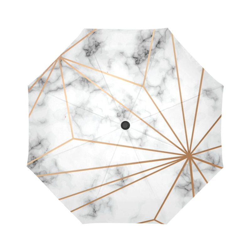 Gold Geometric Line Marble Automatic Foldable Umbrella