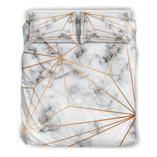 Gold Geometric Line Marble Duvet Cover Bedding Set