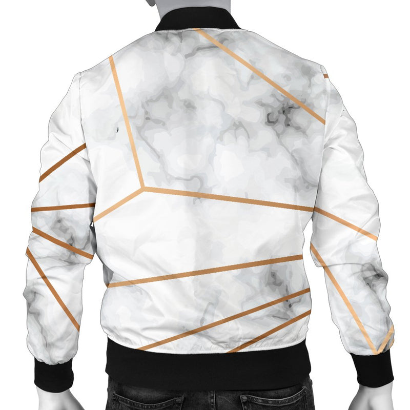 Gold Geometric Line Marble Men Casual Bomber Jacket