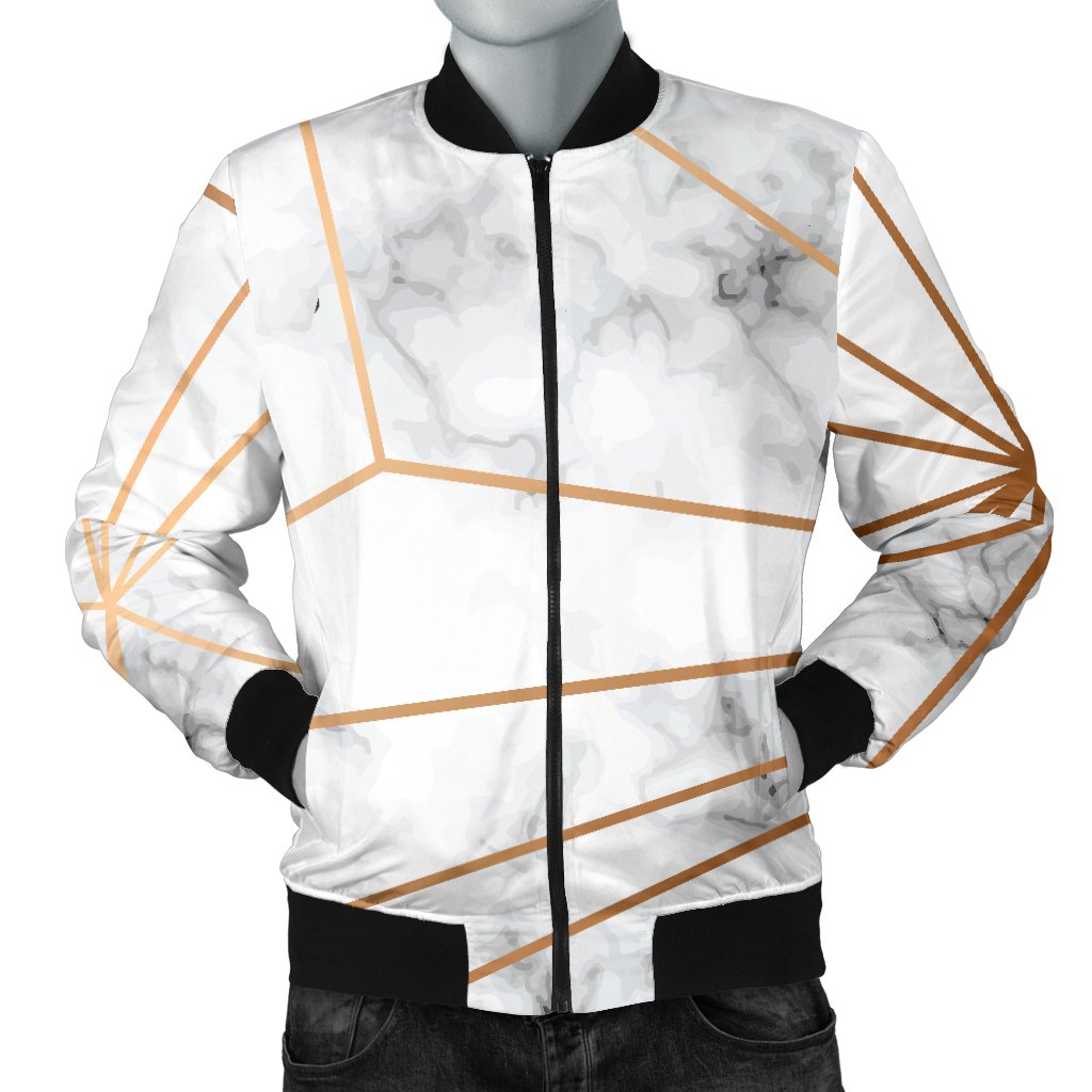 Gold Geometric Line Marble Men Casual Bomber Jacket