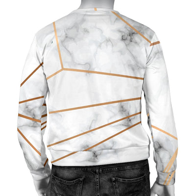 Gold Geometric Line Marble Men Crewneck Sweatshirt