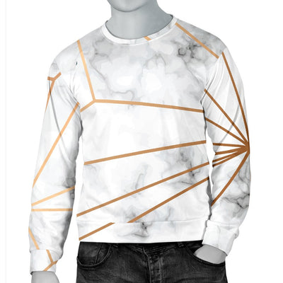 Gold Geometric Line Marble Men Crewneck Sweatshirt