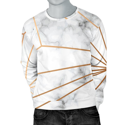 Gold Geometric Line Marble Men Crewneck Sweatshirt