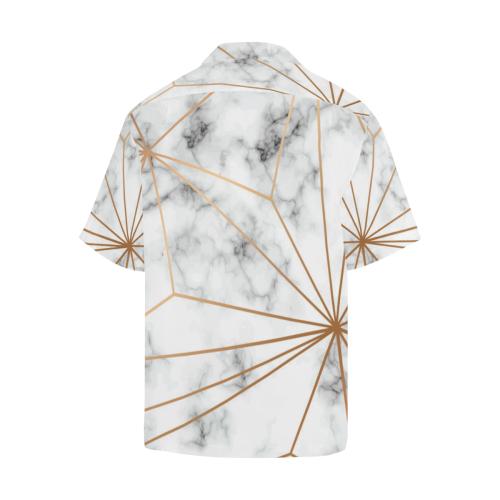 Gold Geometric Line Marble Men Hawaiian Shirt