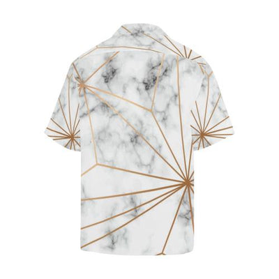 Gold Geometric Line Marble Men Hawaiian Shirt