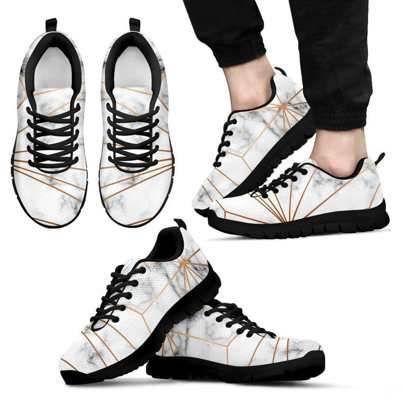 Gold Geometric Line Marble Men Sneakers