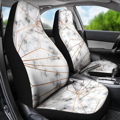Gold Geometric Line Marble Universal Fit Car Seat Covers