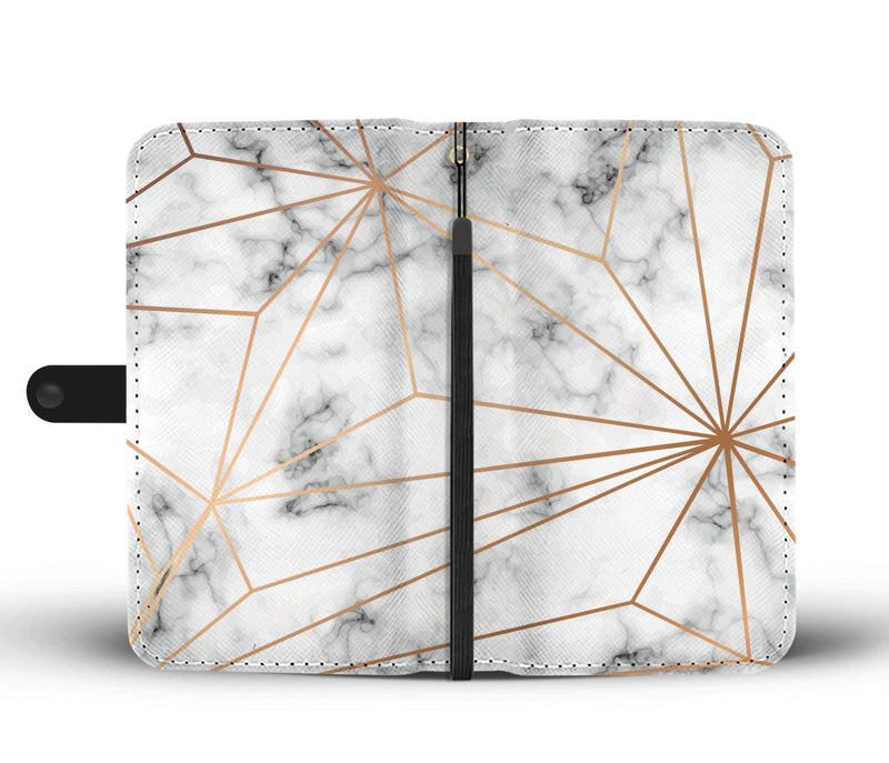 Gold Geometric Line Marble Wallet Phone Case