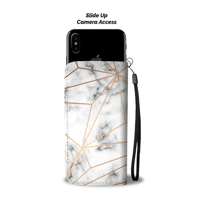 Gold Geometric Line Marble Wallet Phone Case