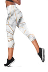 Gold Geometric Line Marble Women Capris