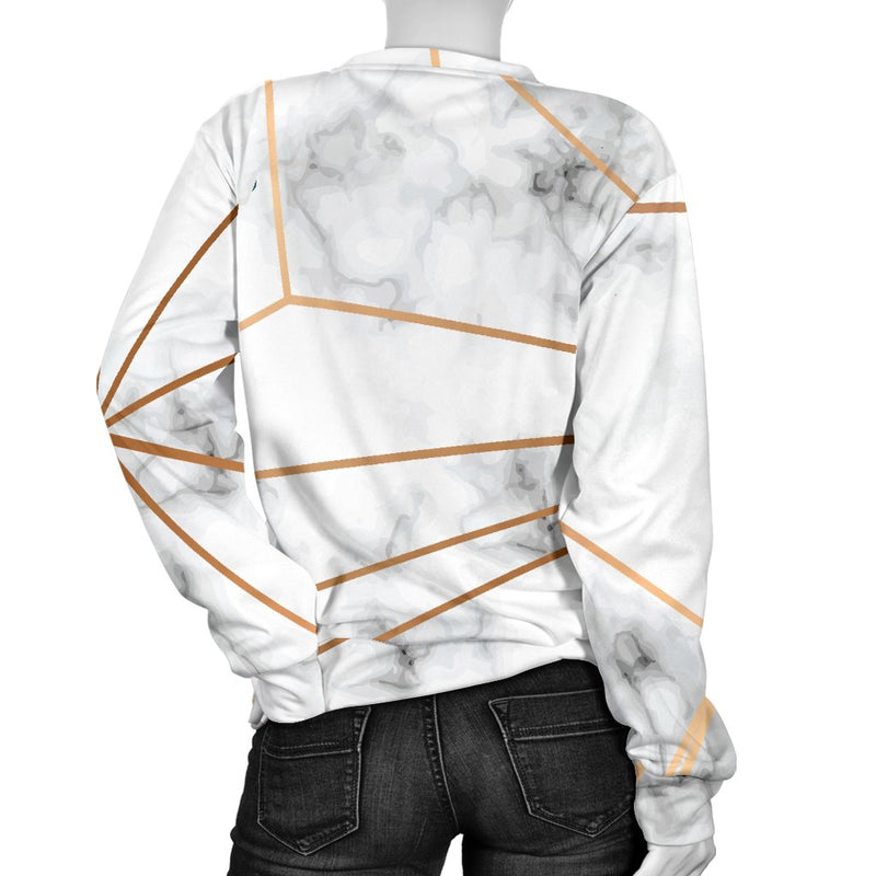 Gold Geometric Line Marble Women Crewneck Sweatshirt